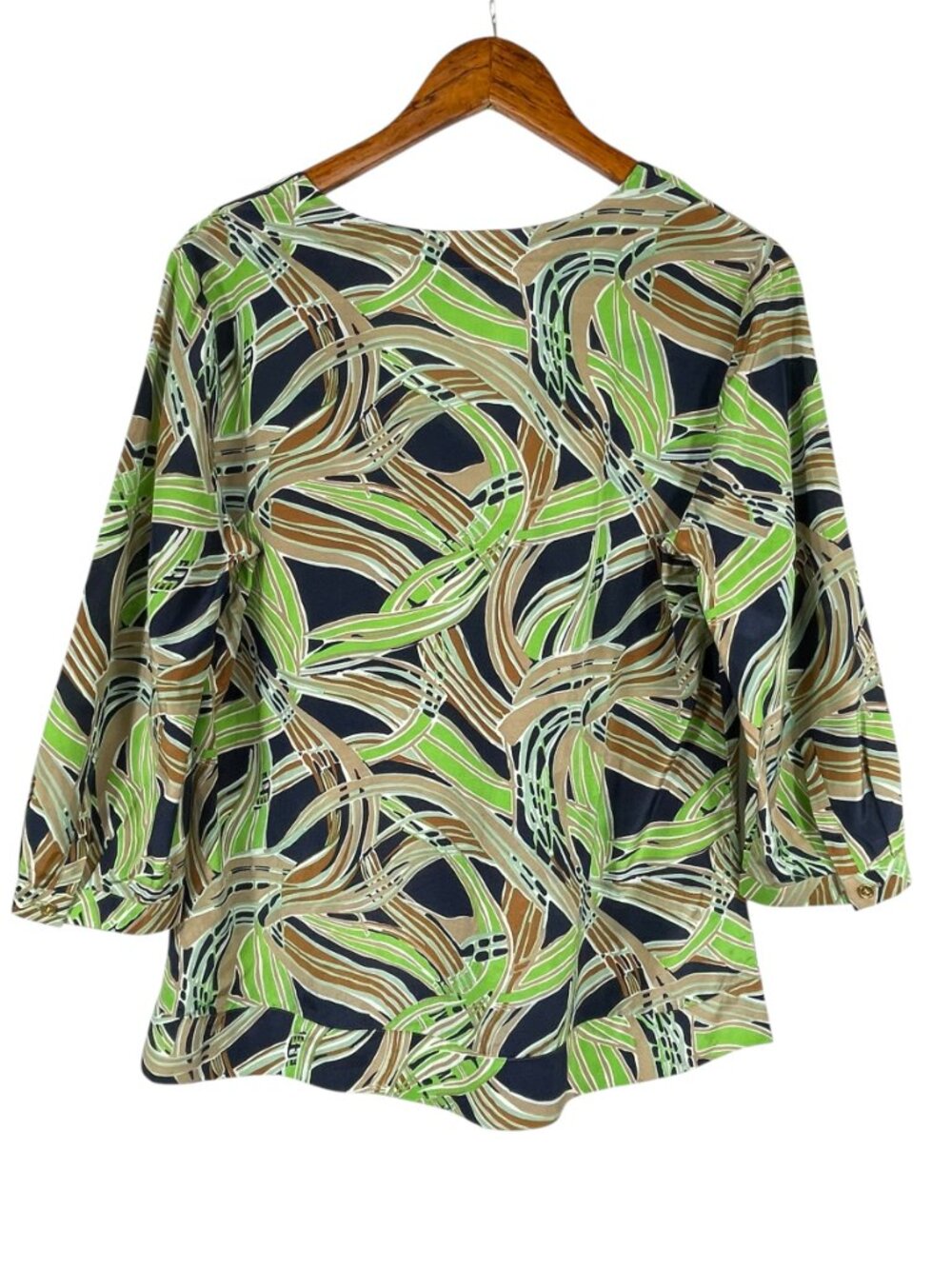 Talbots Silk Cotton Abstract Print Tie Neck Blouse Top Size 10 - Picture 3 of 11